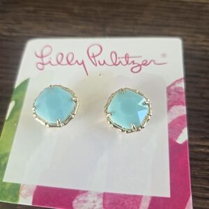Lilly Pulitzer Aqua and Gold Earrings